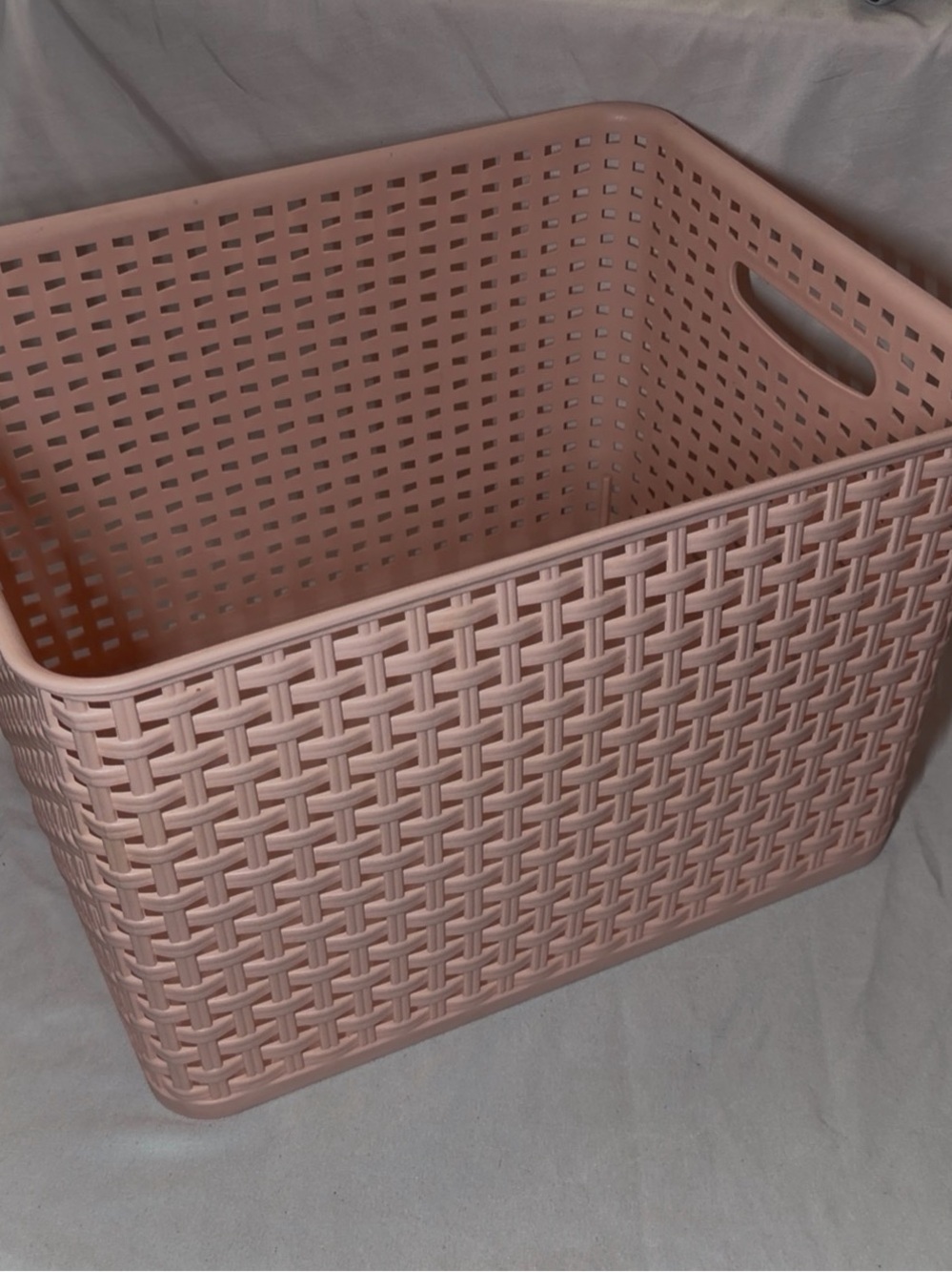 The Spring Shop Blush Pink Woven Plastic Storage Bin